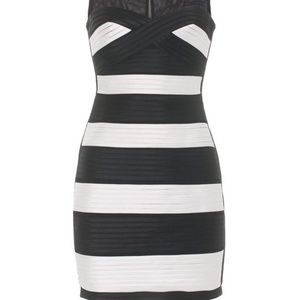 Bcbg Max Azria cocktail size 2p dress black white striped mini